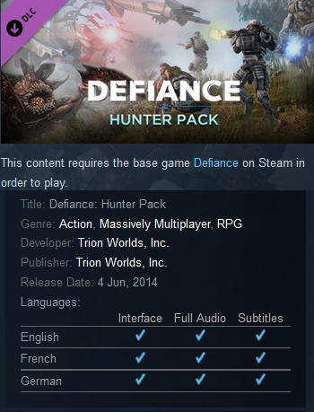 Defiance: Hunter Pack Steam - Click Image to Close